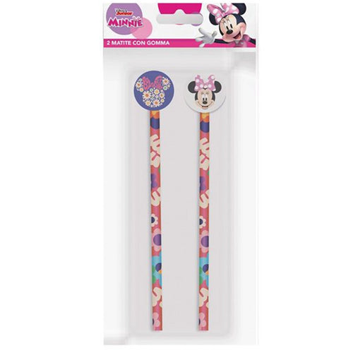 Kit 2pz Matite Con Gomma Rotonda Grafica Minnie Per Disegno Scuola Bambine 960771