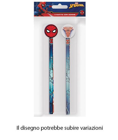 Kit 2pz Matite Con Gomma Rotonda Grafica Spiderman Per Disegno Scuola Bambini 960795