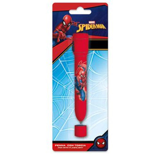 Penna Con Torcia Grafica Spiderman Accessori Per Scuola Regalo Feste Bambini 954893