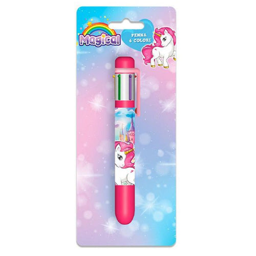 Penna Con 6 Colori Magico Unicorno Accessorio Scuola Regalo Cancelleria Bambine 738103