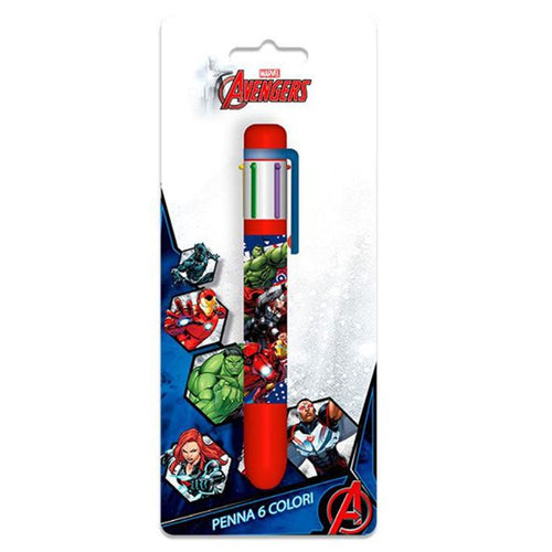 Penna Con 6 Colori Avengers Accessorio Scuola Regalo Cancelleria Per Bambini 961686