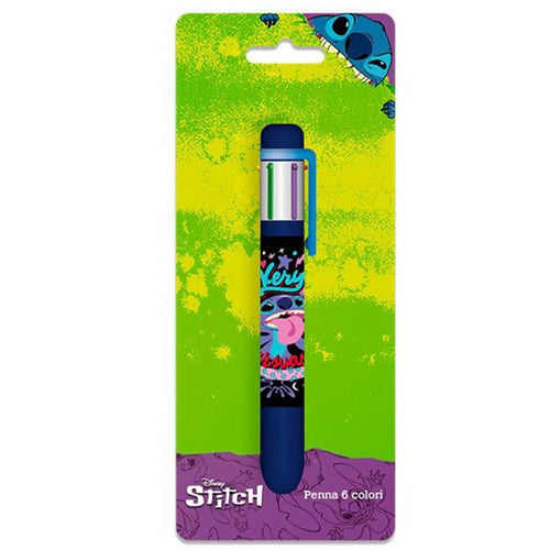 Penna Con 6 Colori Stitch Accessorio Scuola Regalo Cancelleria Per Bambini 961761