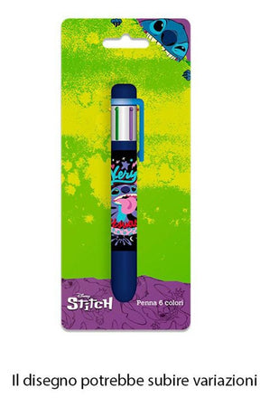 Penna Con 6 Colori Stitch Accessorio Scuola Regalo Cancelleria Per Bambini 961761