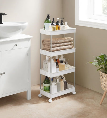 Carrello Portaoggetti A 4 Livelli Con Ruote Da Cucina Ripiano Salvaspazio Bagno Ufficio