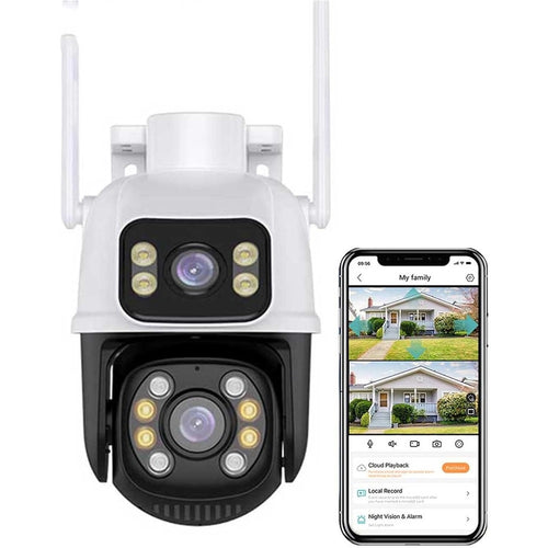 Telecamera Di Sicurezza Dual Lens Dual Screen Wifi Doppia Camera Impermeabile Sorveglianza