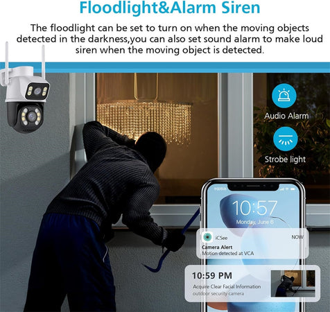 Telecamera Di Sicurezza Dual Lens Dual Screen Wifi Doppia Camera Impermeabile Sorveglianza