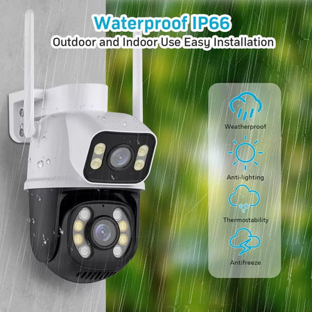 Telecamera Di Sicurezza Dual Lens Dual Screen Wifi Doppia Camera Impermeabile Sorveglianza