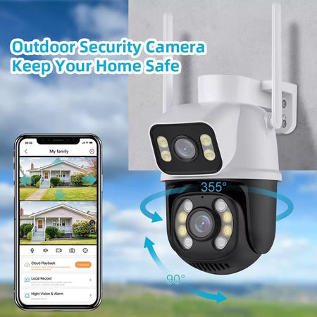 Telecamera Di Sicurezza Dual Lens Dual Screen Wifi Doppia Camera Impermeabile Sorveglianza
