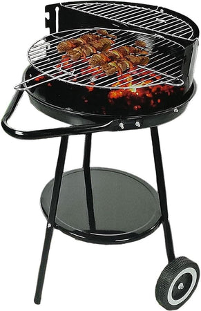 Barbecue Con Ruote Ripiano Griglia Tonda In Acciaio Fornacella A Carbone Per Carne Pesce
