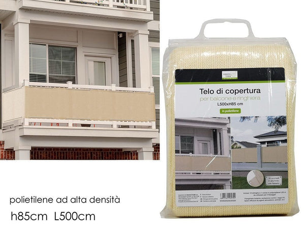 Telo Copertura Frangivista Frangivento Ringhiera Protezione Vento Balcone 500x85cm Beige