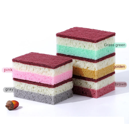 Set 5pz Spugna Double Face Abrasiva Magica Per Lavare Piatti Padelle Pulizia Cucina Bagno
