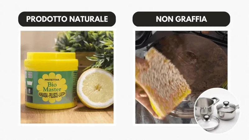 Bio Master Pasta Universale Con Spugna Sgrassa Pulisce Lucida Detergente Naturale A Limone