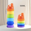Borraccia Pieghevole Arcobaleno In Silicone Portatile Per Scuola Viaggi Campeggio 500ml