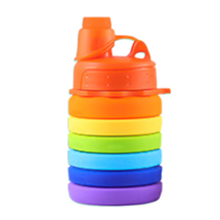 Borraccia Pieghevole Arcobaleno In Silicone Portatile Per Scuola Viaggi Campeggio 500ml