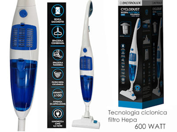 Scopa Elettrica Ciclonica Aspirapolvere Cyclodust 600w Capacità 0,8lt Con Filtro Hepa