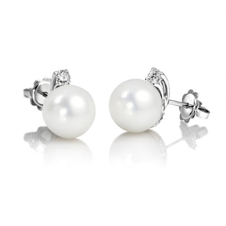 GIORGIO VISCONTI  ORECCHINI IN ORO BIANCO , DIAMANTI E PERLA