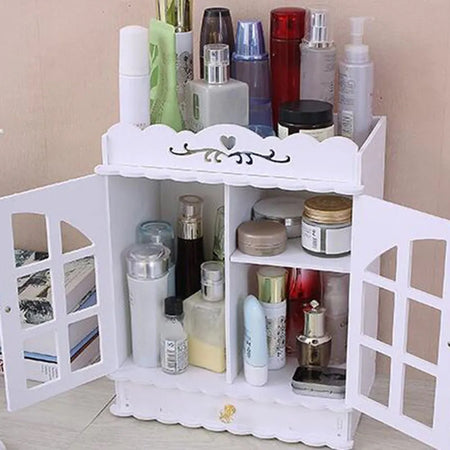 Organizer Per Cosmetici Portaoggetti Trucchi Gioielli Con Cassetto In Legno 30x16x35cm