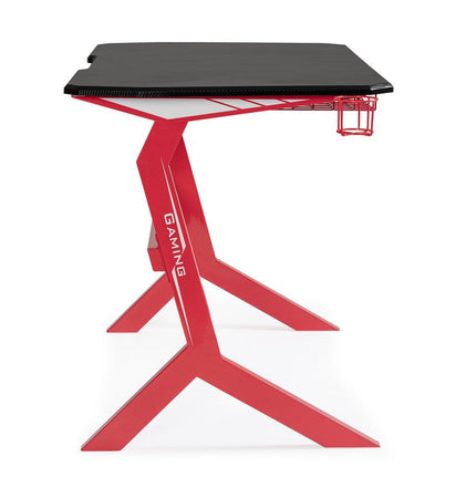 Scrivania da gaming, color rosso e nero, in acciaio resistente