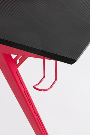 Scrivania da gaming, color rosso e nero, in acciaio resistente