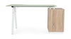 Scrivania Charlie ad angolo, con cassettiera, piano in vetro, da 150.5 x 80 x 75h cm