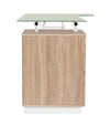 Scrivania Charlie ad angolo, con cassettiera, piano in vetro, da 150.5 x 80 x 75h cm