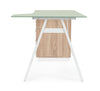 Scrivania Charlie ad angolo, con cassettiera, piano in vetro, da 150.5 x 80 x 75h cm