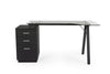 Scrivania Charlie ad angolo, con cassettiera, piano in vetro, da 150.5 x 80 x 75h cm