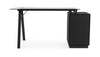 Scrivania Charlie ad angolo, con cassettiera, piano in vetro, da 150.5 x 80 x 75h cm