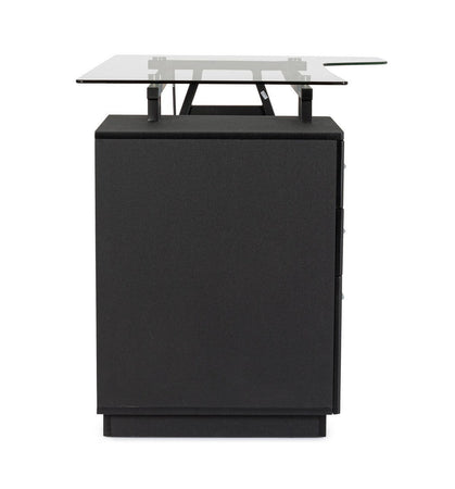 Scrivania "Charlie" ad angolo, con cassettiera, piano in vetro, da 150.5 x 80 x 75h cm