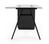 Scrivania Charlie ad angolo, con cassettiera, piano in vetro, da 150.5 x 80 x 75h cm