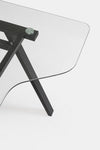 Scrivania Charlie ad angolo, con cassettiera, piano in vetro, da 150.5 x 80 x 75h cm