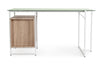 Scrivania Thomas con cassettiera, color bianco-naturale, 142 x 69 x 76h cm