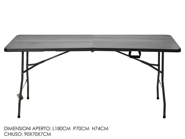 Tavolo Pieghevole Portatile Rettangolare 180cm Multiuso Campeggio Eventi 4-6 Persone