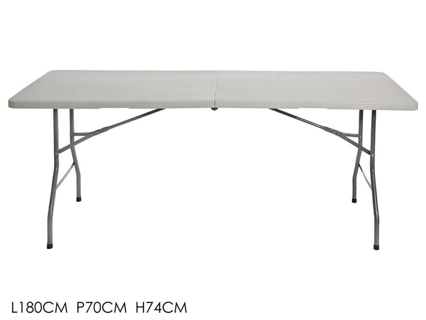 Tavolo Pieghevole Portatile Rettangolare 180cm Multiuso Campeggio Eventi 4-6 Persone