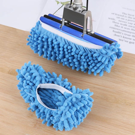 Set 2pz Scarpe Per Mocio Calzini Riutilizzabili In Microfibra Per Pulizia Casa Pavimento