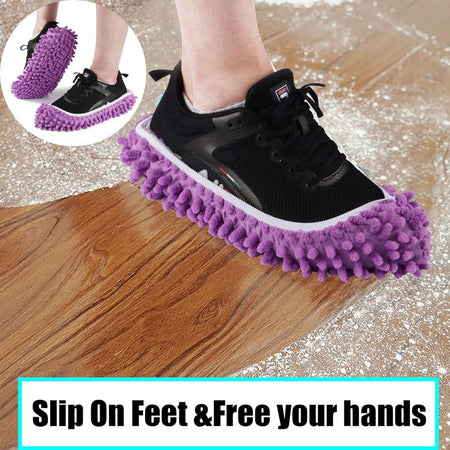 Set 2pz Scarpe Per Mocio Calzini Riutilizzabili In Microfibra Per Pulizia Casa Pavimento