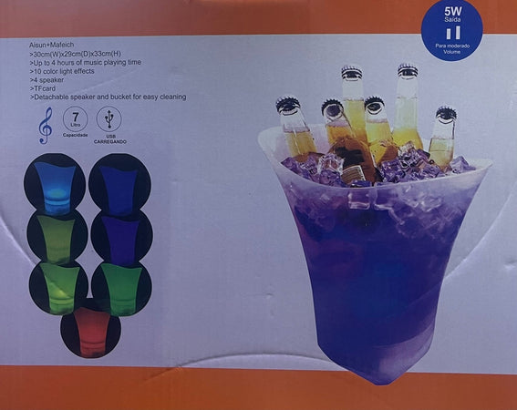 Secchiello Del Ghiaccio Luci A Led Da 7lt Secchio Refrigerante Bevande Ricarica Tipo C