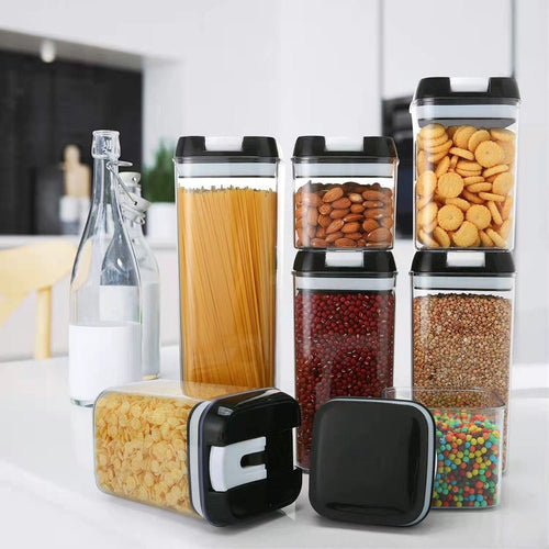 Contenitori Ermetici Sottovuoto Per Alimenti Cucina Pasta Barattoli 7 Pezzi Porta Biscotti
