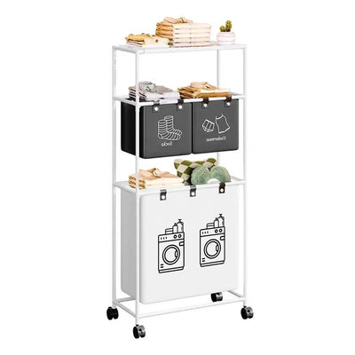 Cesto Portabiancheria Organizer Per Lavanderia Vestiti Decorazione Bagno Con Ruote