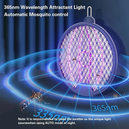 Racchetta Elettrica Pieghevole Ricaricabile Trappola Zanzara Insetti 4 In 1 Con Luce Uv