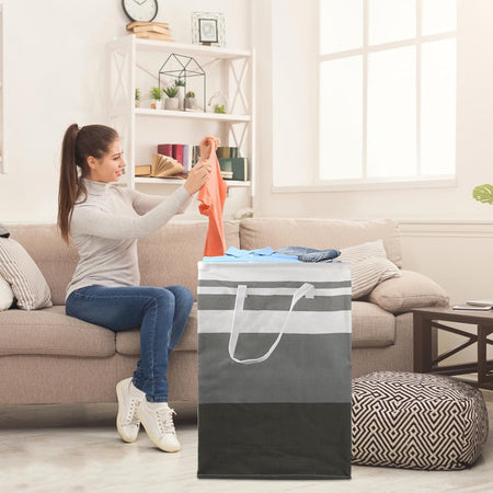 Cesto Portabiancheria Lavanderia Pieghevole Con Manici Autoportante Per Vestiti Bagno