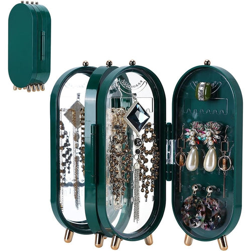 Portagioie Con Specchio Pieghevole Supporto Gioielli Da Appendere Per Orecchini Collane