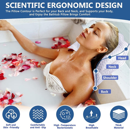 Cuscino Da Bagno Ergonomico Poggiatesta Per Vasca 4d Mesh Supporto Per Testa Collo Schiena