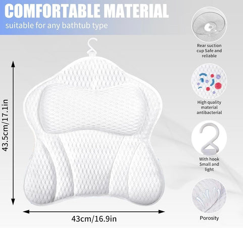 Cuscino Da Bagno Ergonomico Poggiatesta Per Vasca 4d Mesh Supporto Per Testa Collo Schiena