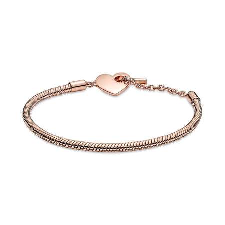 PANDORA - Bracciale T Moments a maglia snake con chiusura a cuore