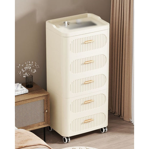 Mobile Contenitore In Plastica Con Ruote 5 Ripiani Cassetti Per Camera Soggiorno Ingresso