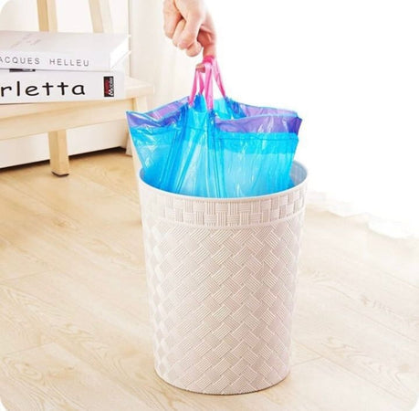 Set 5 Rotoli 65pz Sacco Per Immondizia Con Coulisse 45x50cm Colorati Chiusura Automatica