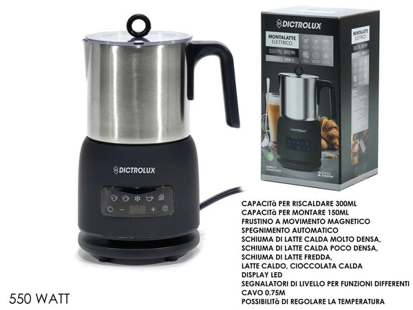 Montalatte Macchina Per Latte Cappuccino Monta Schiuma Elettrico 550w Display Led