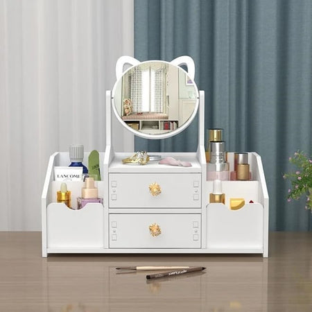 Organizer Trucchi Multifunzione Con Specchio Cassetti Per Cosmetici Toeletta Bagno Camera