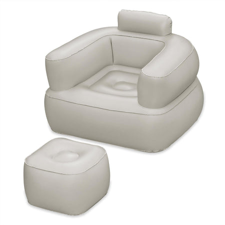 Poltrona Gonfiabile Relax Comfort Con Braccioli Pouf Poggiapiedi Comfi Cube 107x99x80cm